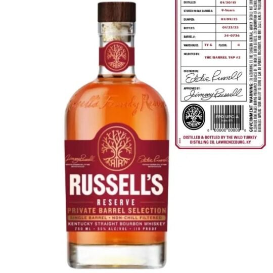 Russell's Reserve 9 Year 11 Month 'Eddie's Winner's Circle Pick' Single Barrel 'The Barrel Ora Liquors #2' Private Select Bourbon 750mL