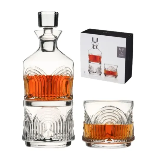 3-Piece Deco Beau Crystal Stacking Decanter Viski®