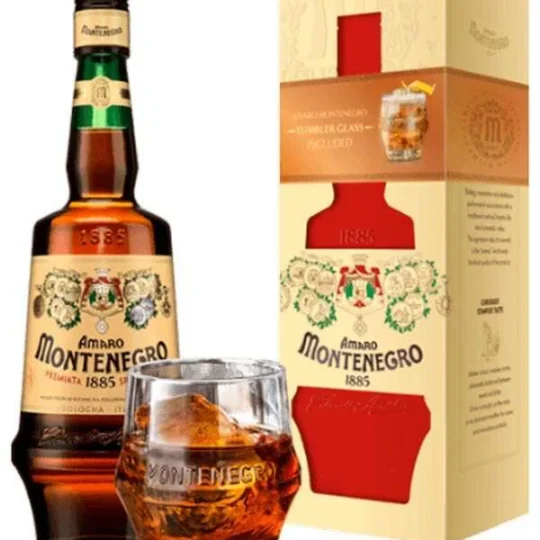 Amaro Montenegro Liqueur w/ Tumbler Glass Gift Set