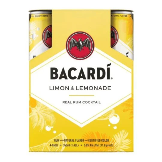Bacardi Ready To Drink Limon and Lemonade 4 Pack Cans