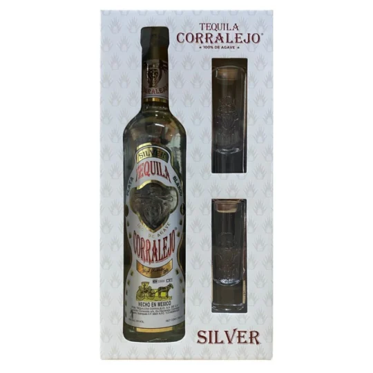 Corralejo Blanco Tequila 750mL Gift Set w/ 2 Shot Glasses
