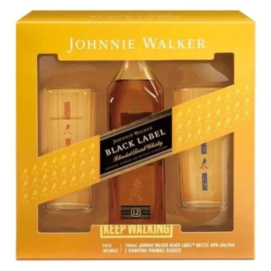 Johnnie Walker Black Label Highball Glasses Gift Set