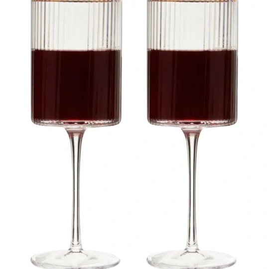 Meridian Crystal Gold Rimmed Wine Glasses, Set of 2 by Viski®