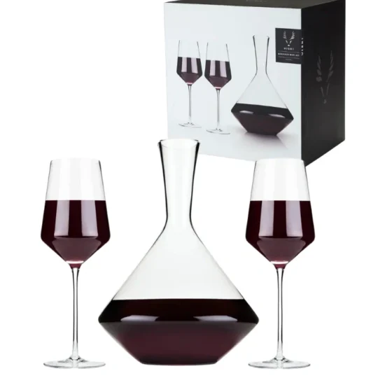 Raye Crystal 3-Piece Angled Bordeaux Decanter & Wine Glass Set by Viski®