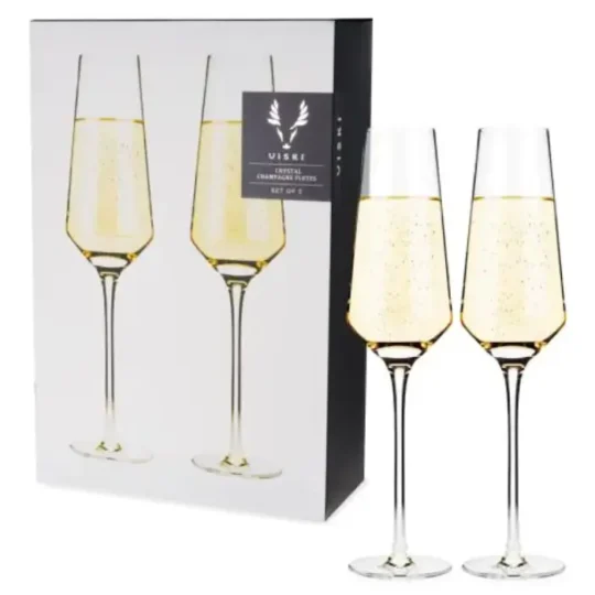 Raye Crystal Angled Champagne Flutes Viski®