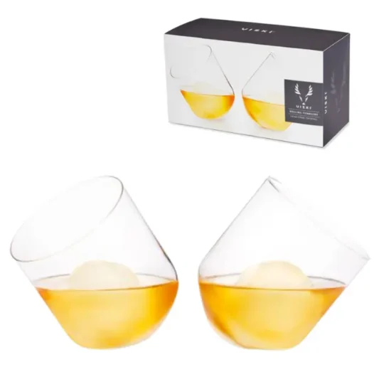 Rolling Crystal Whiskey Tumblers by Viski (Set of 2)