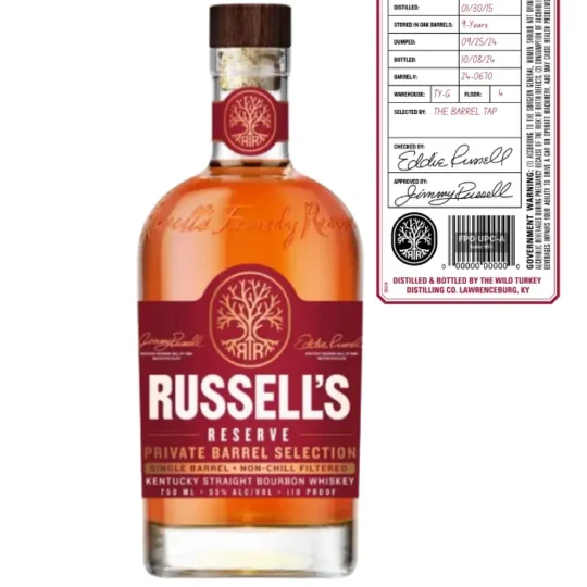 Russell's Reserve 9 Year 'Jimmy's Barrel Proof Hustle' Single Barrel 'The Barrel Ora Liquors' Private Select Bourbon 750mL